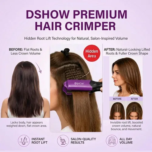 Miniatura 3 de DSHOW Plancha para el cabello con 4 placas intercambiables, plancha rizador de cabello para dar volumen y estilo esponjoso, con 5 ajustes de Púrpura
