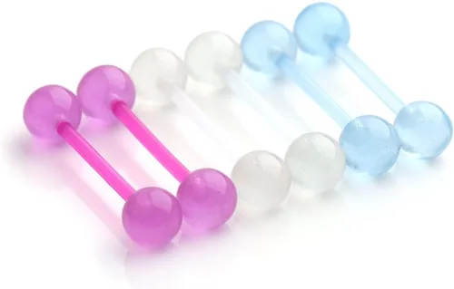 Miniatura 3 de Ruifan - Piercing para el pezón o la lengua de acrílico flexible que brilla en la oscuridad, de 0.49 oz y 0.630 pulgadas
