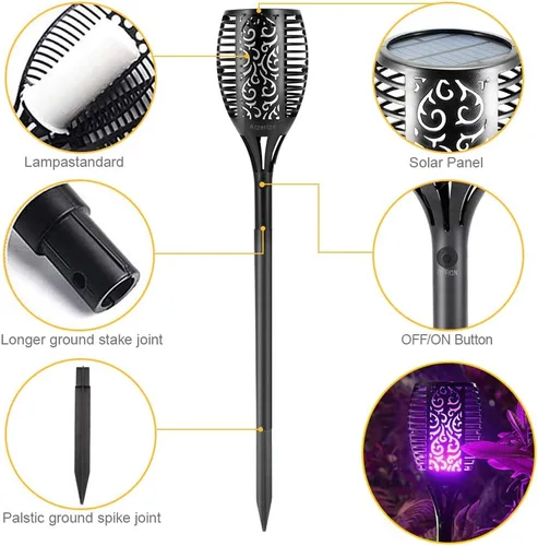 Miniatura 3 de EOYIZW Luces solares para exteriores, paquete de 4 unidades de 99 luces LED moradas de alta calidad para decoración de Halloween, luces solares IP65