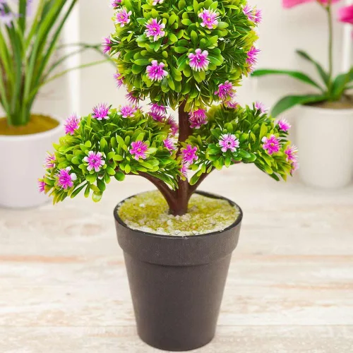 Miniatura 4 de Restaurantware Faux Fiore Violet Allium - Maceta blanca - Plantas de imitación - 14.6" - Caja de 1 unidad