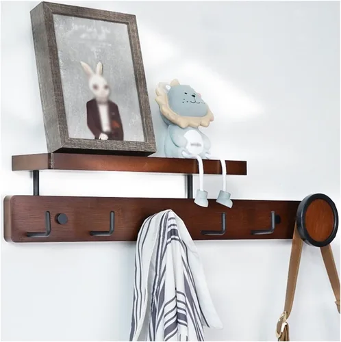 Miniatura 6 de Ganchos para colgar abrigos de pared, ganchos de entrada para abrigos, ganchos de madera, organizador de ropa, perchero para dormitorio, armarios
