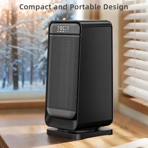 Miniatura 6 de ZAFRO Calentador de espacio oscilante de 70° de 1500 W para uso en interiores, calentadores portátiles con pantalla digital y termostato