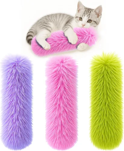 Miniatura 9 de Paquete de 3 juguetes de almohada para gatos con hierba gatera, juguetes de felpa suave, juguetes interactivos para masticar gatitos, juguetes