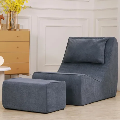 Miniatura 16 de Silla Puf Gigante para Adultos, Tumbona de Pana con Soporte Inigualable para la Espalda, Almohada Cervical Desmontable, Otomana Cómoda y Funda