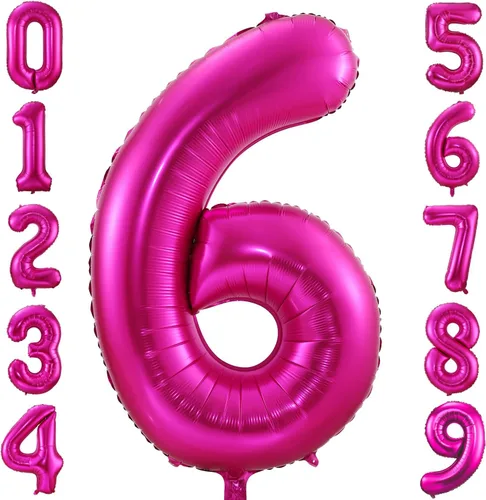 Miniatura 23 de Globo de cumpleaños de 40 pulgadas de color rosa intenso con el número 0, globos grandes de Mylar para fiesta de cumpleaños, aniversario, festival