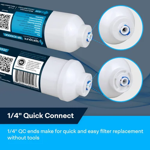 Miniatura 3 de SpiroPure Filtro en línea NSF Coconut Shell Filtro de agua de carbono granular con conexión rápida de 1/4", 2" x 10" (paquete de 1)