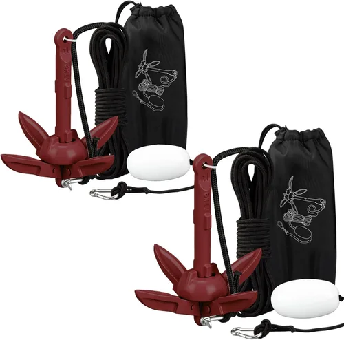 Miniatura 21 de Lounsweer Paquete de 2 anclajes de kayak marino de 1.5/3.5 libras, kit de anclaje plegable para barco, kayak, pesca, accesorios para botes pequeños
