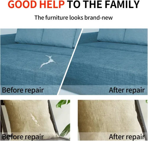 Miniatura 5 de Parches de Reparación de Tela, Cinta de Reparación de Lino Autoadhesiva Duradera de 17X79 Pulgadas, Parches de Tela DIY de Gran Tamaño para Sofá