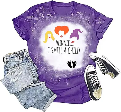 Camisa de embarazo de Halloween Sanderson Sister Witch Graphic Funny Cute Smell Child Letter Print Maternidad manga corta camiseta