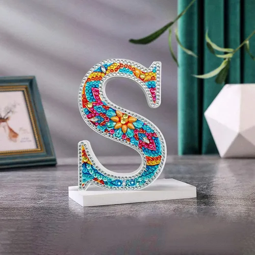 Miniatura 23 de YOYA Letras de Artesanía de Madera con Arte de Diamantes 5D de 6 Pulgadas para Decoración de Pared, Kits de Arte de Diamantes de Letras de A