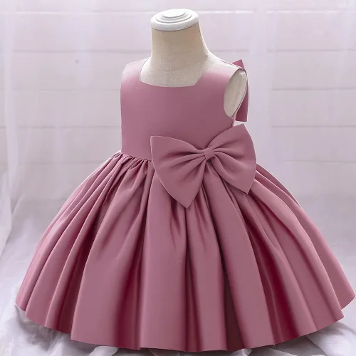 Miniatura 2 de 6M-8T - Vestido de fiesta de tutú para bebé, con lazo grande, para concurso de cumpleaños, para bautizo
