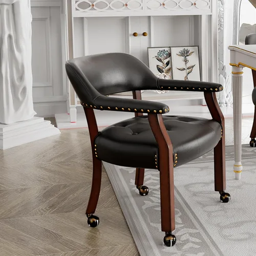 Miniatura 18 de Silla de comedor con ruedas, sillas de capitán con rodillos, juegos de dinette, sillas de póquer con ruedas, mesa de cocina, sillas rodantes, silla