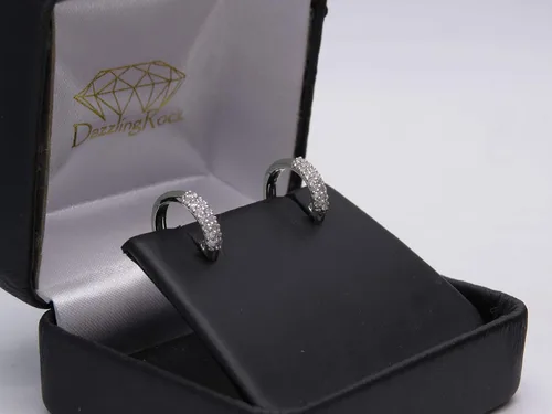 Miniatura 3 de Dazzlingrock Collection Pendientes de aro de oro blanco de 10 quilates de 0,30 quilates de oro blanco