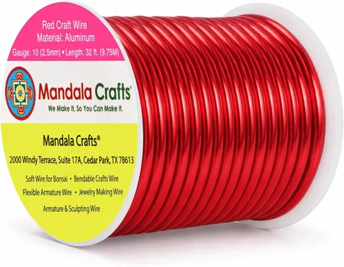 Miniatura 261 de Mandala Crafts - Alambre de aluminio anodizado de 8 calibre para hacer joyas - 9.75 m de alambre flexible negro colorido - Flexible para bonsái
