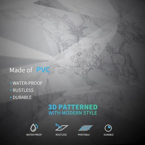 Miniatura 6 de Art3d Textures - Paneles de pared 3D con diseño de diamante de mármol blanco brillante para decoración de pared interior, paquete de 12 azulejos
