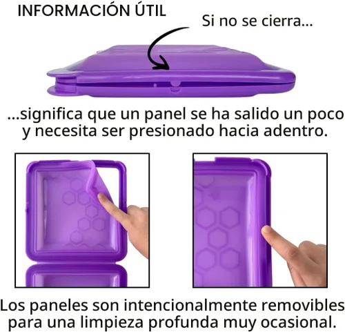 Miniatura 9 de Big Bee, Little Bee - SoftShell Contenedor de silicona reutilizable para almacenamiento de alimentos con tapa de concha conectada, fácil de limpiar