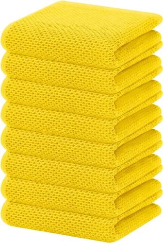 Miniatura 235 de Homaxy Paños de cocina de 100% algodón con tejido de gofre, ultra suaves, absorbentes, de secado rápido, 12 x 12 pulgadas, paquete de 6, amarillo