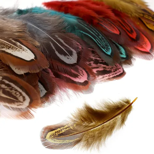 Miniatura 7 de MWOOT 120 plumas de colores artísticos para manualidades, 6 colores, mini plumas de faisán de 4 a 3.1 in para aretes de bricolaje, joyería