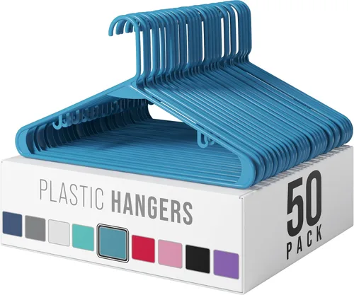 Miniatura 13 de Perchas de plástico, paquete de 50 perchas color aguamarina, son perfectas para colgar abrigos y ahorrar espacio en general para clósets y nuevos