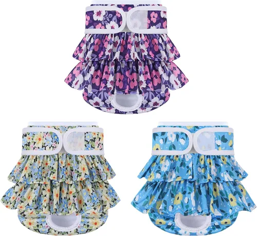 Miniatura 21 de Pañales Reutilizables para Perras Hembras Paquete de 3 Pañales Lavables Altamente Absorbentes para Perras, Pañales Flexibles para Perras, A Prueba