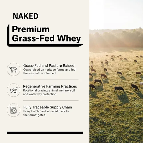 Miniatura 2 de NAKED Proteína de suero de vainilla 1 libra, solo 3 ingredientes, proteína de suero 100% natural de vacas alimentadas con pasto + vainilla + azúcar