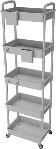 Miniatura 18 de Carrito rodante de 3 niveles con cajón, carrito de servicio REBECAT hecho de organizador de almacenamiento multifuncional para cocina, baño, sala