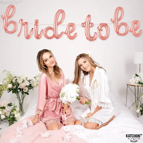 Miniatura 3 de KatchOn, Globos de oro rosa con texto en inglés "Bride To Be", 16 pulgadas, globos de despedida de soltera para decoraciones de despedida