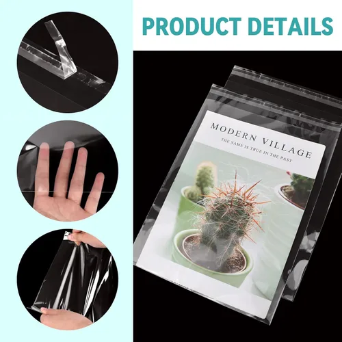 Miniatura 3 de VOKOY Paquete de 50 Fundas Transparentes como Cristal de 8.5 x 11 Pulgadas Bolsas de Almacenamiento, Bolsas de Celofán Autosellantes Resellables