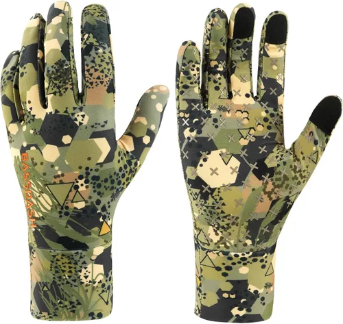 Miniatura 18 de BASSDASH Guantes de caza de camuflaje para hombres UPF 50+ Guantes ligeros con pantalla táctil para pesca, senderismo y actividades al aire libre