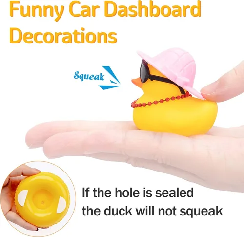 Miniatura 5 de Wonuu Adornos de Pato de Goma para Automóvil, Adornos de Tablero de Automóvil, Accesorios de Adornos de Tablero con Sombrero de Vaquero del Oeste