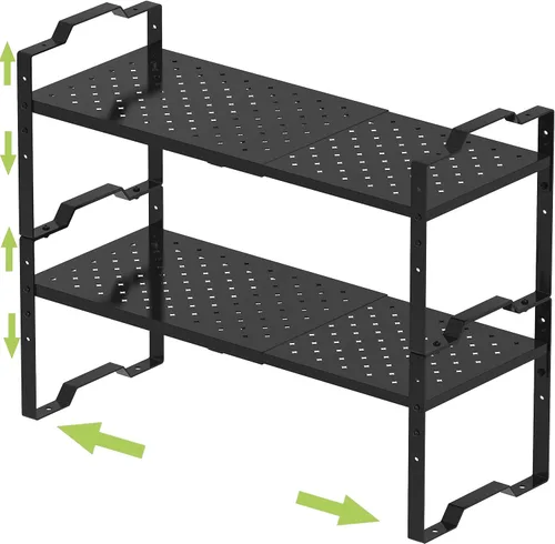 Jojocross Estante expandible para organizador de gabinete, ajustable, apilable, especiero en la cocina y el baño, para encimera, armario, 2