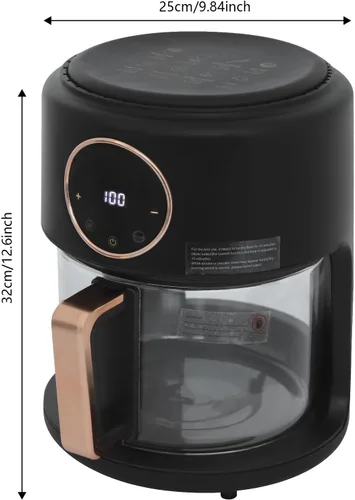 Miniatura 8 de Freidora de aire de 4.2L con ventana de cristal, LCD digital y vista de 360°, olla sin aceite 6 en 1 de 1800 W para pollo/papas fritas/verduras, más