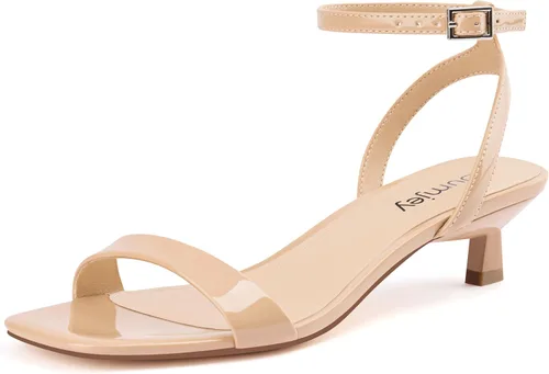 Miniatura 13 de Sandalias de tacón de gatito para mujer, con correa al tobillo, sandalias de tacón cuadrado con punta abierta, zapatos de fiesta de boda
