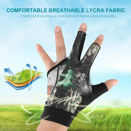 Miniatura 3 de Tbest Guante de piscina de mano izquierda, color verde, guante de billar de 3 dedos para hombres y mujeres