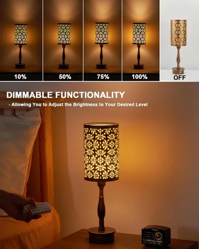 Miniatura 6 de UMEXUS - Lámpara de mesa inalámbrica pequeña con bombilla recargable Remote Control Timer & Dimmer & RGB Color Changing, Antique Ambient lighting