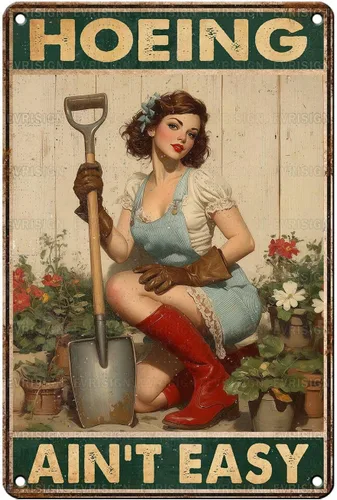 Miniatura 8 de Letreros vintage de lata de pollo para Coop Retro Garden Letrero de metal Granja Jardinería Girl Poster I Just Want To Work In My Garden And Hang