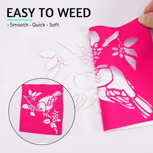 Miniatura 4 de Paquete de vinilo de transferencia de calor HTV rosa neón: 13 unidades de 12 "x 10" vinilo rosa neón para planchar en camisetas, vinilo