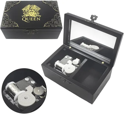 Miniatura 12 de ROSIKING Caja de música de madera con mecanismo de espejo, joyería tallada, cajas musicales, Navidad, cumpleaños, día de San Valentín, regalos Plays