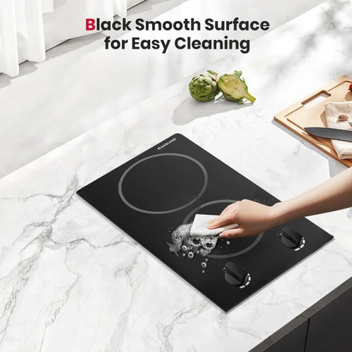Miniatura 4 de GASLAND 12 Inch Built-in Electric Cooktop, 2 Burner 3000W Radiant Ceramic Stovetop CH30BS, 220-240V, 7 Power Levels, Knob Control, Hot Indicator