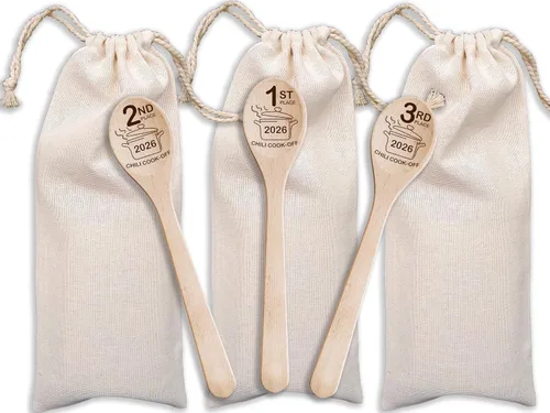Miniatura 9 de Chili Cook Off Wooden Spoons Set Of 3 Chili Cook-Off Awards Champion Winner Event Prize Home Gifts Personalized Cook Off Trophy (3 Spoons)