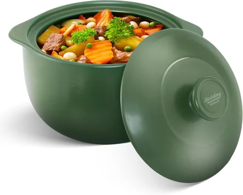 Miniatura 11 de Minh Long 2.99 litros Olla de arcilla de porcelana para cocinar, cacerola con tapa, ollas de arcilla para cocinar, hornos holandeses para guisos