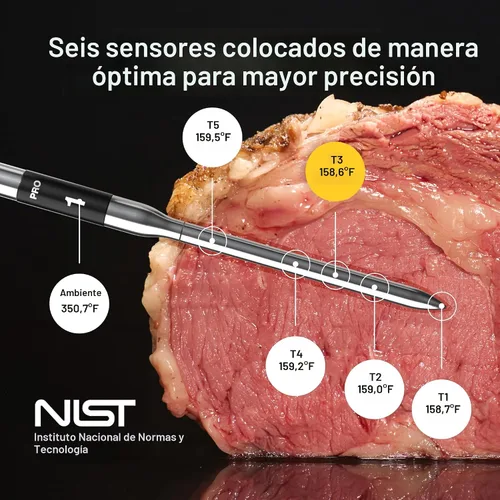 Miniatura 4 de ThermoMaven Termómetro inteligente inalámbrico Bluetooth para carne: Base independiente, termómetro WiFi con Sub-1G, precisión certificada NIST, 6