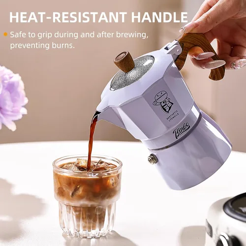 Miniatura 5 de Bincoo Estufa para máquina de café expreso, 2 tazas/4.1 fl oz, pequeña estufa italiana, olla moka para camping, portátil, ideal para el hogar