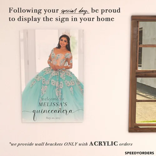 Miniatura 3 de Letrero de bienvenida personalizado de quinceañera con foto, letrero de bienvenida personalizado de Mis Quince Anos, elegante decoración