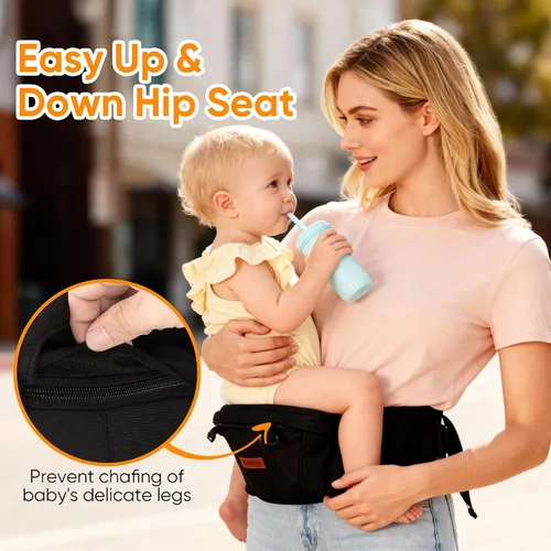 Miniatura 5 de Portabebés, 6 en 1, portabebés para recién nacidos a niños pequeños, portabebés con asiento de cadera soporte lumbar de 7 a 45 libras, portabebés