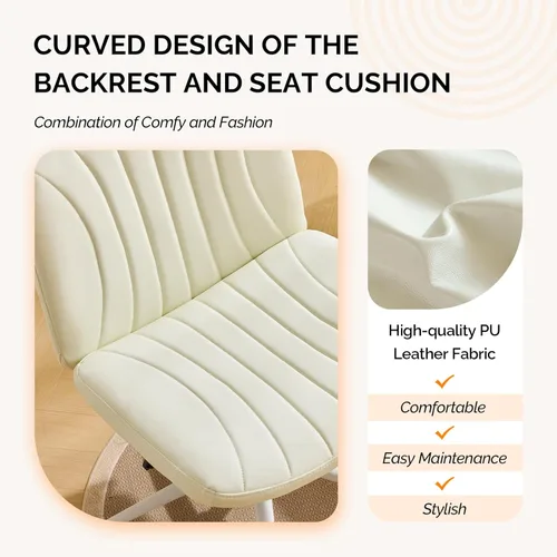 Miniatura 5 de VINGLI Silla de Patas Cruzadas, Silla de Escritorio de Oficina Ancha y Cómoda, Doble Uso con/sin Ruedas, Silla de Trabajo para Computadora, Silla