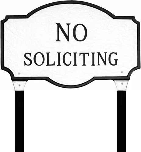 Miniatura 4 de Placa estándar Montague No Soliciting de 10" x 15" - Blanco/Negro