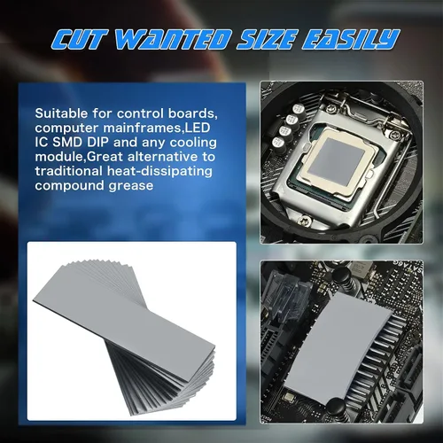 Miniatura 7 de Outus 30 unidades de almohadilla térmica de silicona de 2.6 x 0.8 x 0.1 pulgadas, almohadilla térmica reutilizable para CPU SSD, almohadilla
