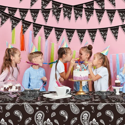 Miniatura 5 de 123 piezas de decoraciones de fiesta de vaquero occidental para 30 invitados, juego de vajilla desechable con platos, tazas, servilletas, pancartas