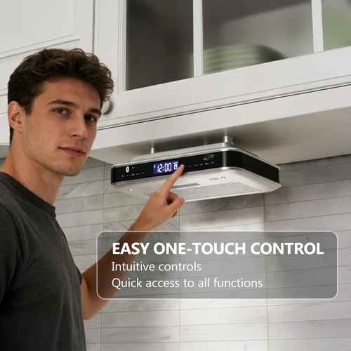 Miniatura 3 de iLive Radio FM Bluetooth para debajo del gabinete para cocina, estéreo inalámbrico con reloj y temporizador incorporados, 20 preajustes de FM, LCD